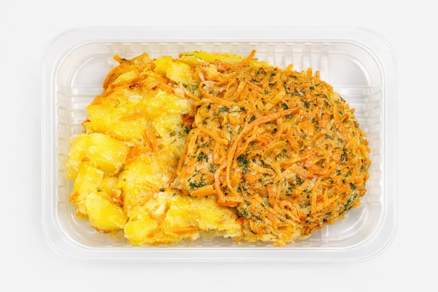 Свинина под овощами с картофелем запечённым